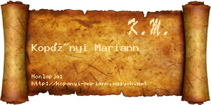 Kopányi Mariann névjegykártya
