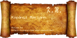 Kopányi Mariann névjegykártya
