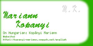 mariann kopanyi business card